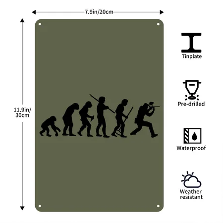 Evolution Of Paintball Green Camo Metal Poster Wall Art Decor Sign