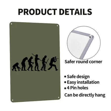 Evolution Of Paintball Green Camo Metal Poster Wall Art Decor Sign