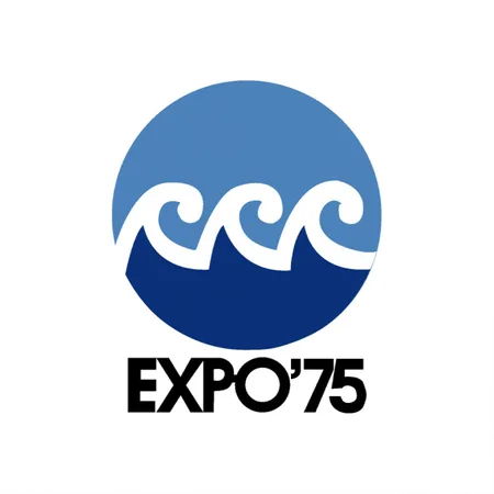 Expo 75 Okinawa Japan White/cobalt Blue Metal Poster Wall Art Decor Sign