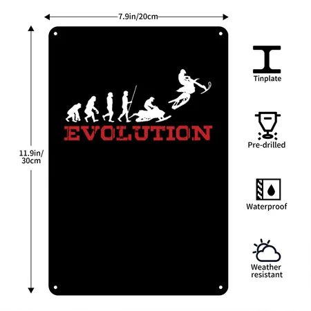 Extreme Snowbike Evolution Snow Bike Sports Gift Black Metal Poster Wall Art Decor Sign