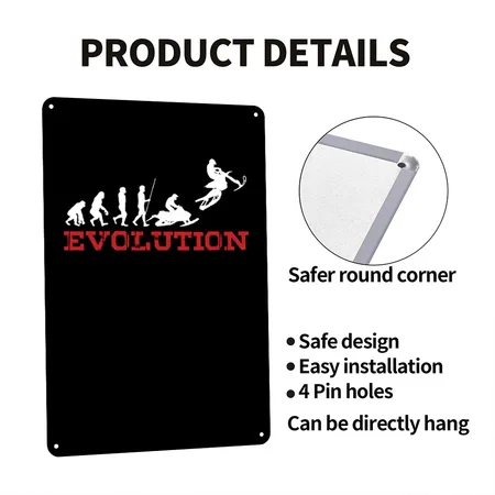 Extreme Snowbike Evolution Snow Bike Sports Gift Black Metal Poster Wall Art Decor Sign