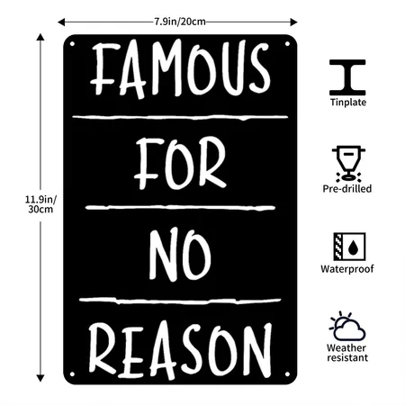 Famous For No Reason (dark) Black Metal Poster Wall Art Decor Sign