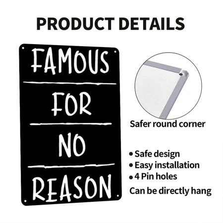 Famous For No Reason (dark) Black Metal Poster Wall Art Decor Sign