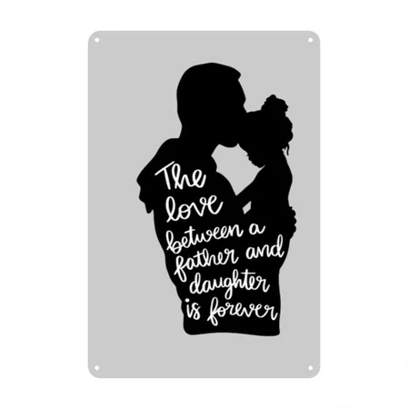 Father Daughter Heather Gray Metal Poster Wall Art Decor Sign