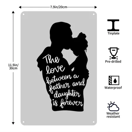 Father Daughter Heather Gray Metal Poster Wall Art Decor Sign
