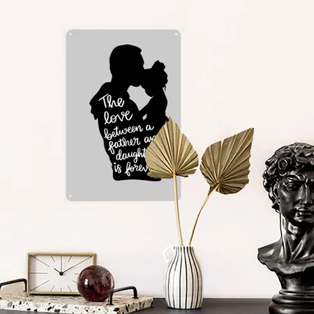 Father Daughter Heather Gray Metal Poster Wall Art Decor Sign