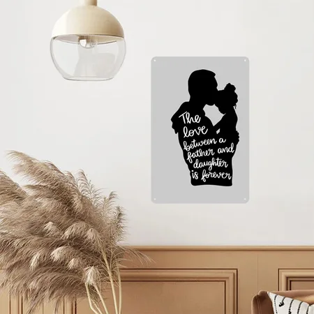 Father Daughter Heather Gray Metal Poster Wall Art Decor Sign