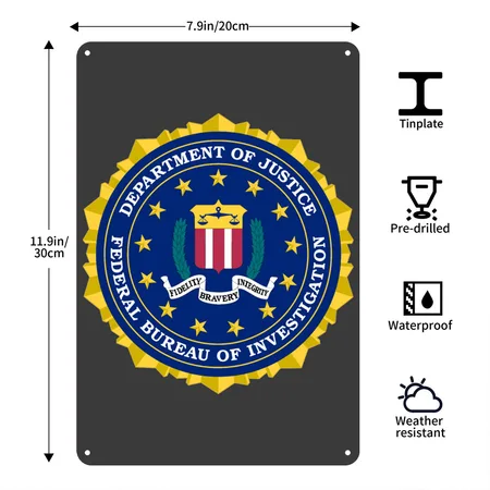 FBI - Nautee.com Heather Black Metal Poster Wall Art Decor Sign