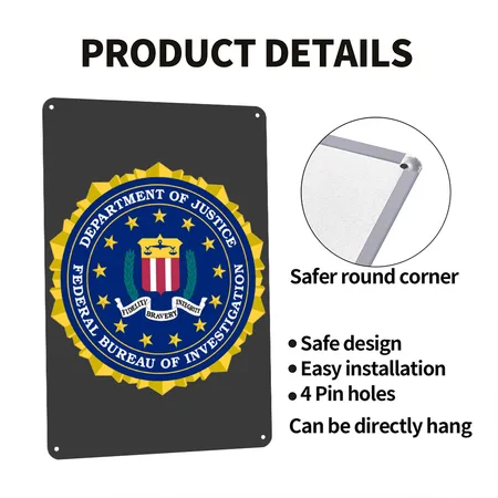 FBI - Nautee.com Heather Black Metal Poster Wall Art Decor Sign