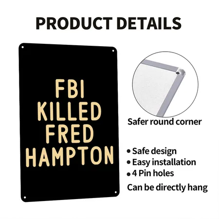 FBI KILLED FRED HAMPTON Black Metal Poster Wall Art Decor Sign