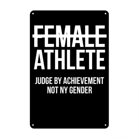 Female Athlete Gender Equality Judge By Achievemen Black Metal Poster Wall Art Decor Sign