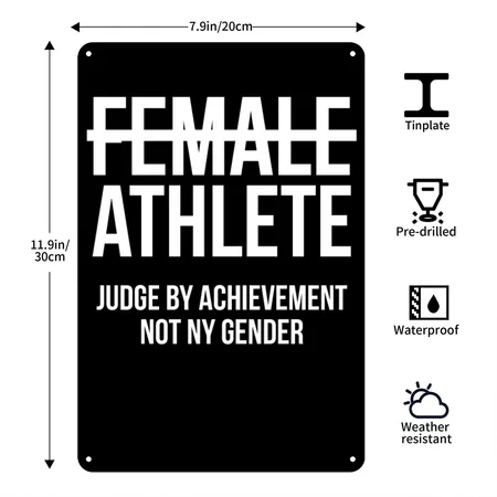 Female Athlete Gender Equality Judge By Achievemen Black Metal Poster Wall Art Decor Sign
