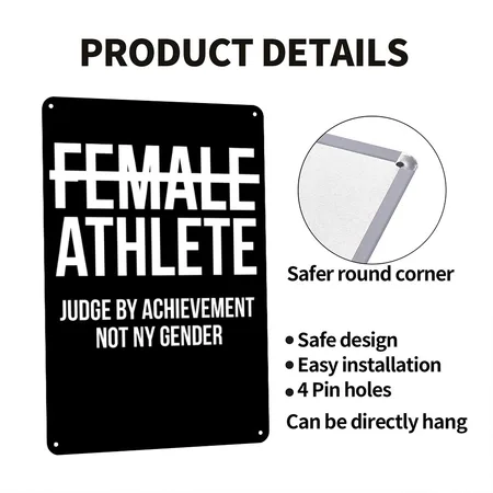 Female Athlete Gender Equality Judge By Achievemen Black Metal Poster Wall Art Decor Sign