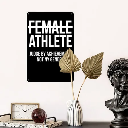 Female Athlete Gender Equality Judge By Achievemen Black Metal Poster Wall Art Decor Sign