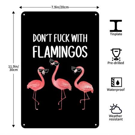 Flamingo Flamingos Funny Saying Black/white Metal Poster Wall Art Decor Sign