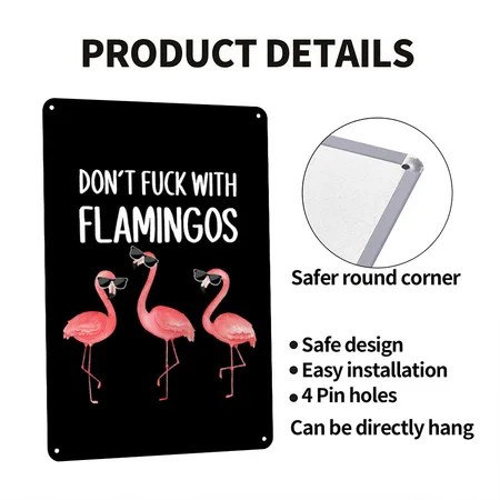 Flamingo Flamingos Funny Saying Black/white Metal Poster Wall Art Decor Sign