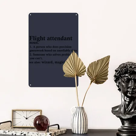 Flight Attendant Definition Funny Air Hostess Navy/heather Gray Metal Poster Wall Art Decor Sign