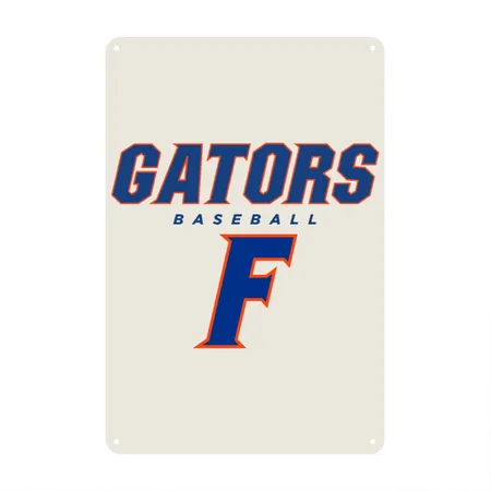 Florida Gator Baseball - Gators Baseball, Heather Oatmeal Metal Poster Wall Art Decor Sign