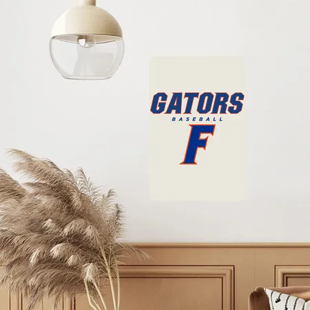 Florida Gator Baseball - Gators Baseball, Heather Oatmeal Metal Poster Wall Art Decor Sign