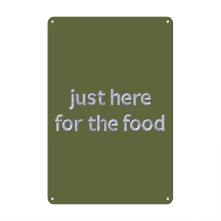 Food Statement Embroidered Olive Green Metal Poster Wall Art Decor Sign