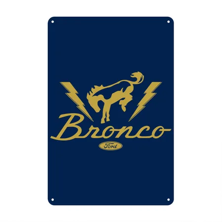 Ford Bronco Lightning Bronco Navy Metal Poster Wall Art Decor Sign