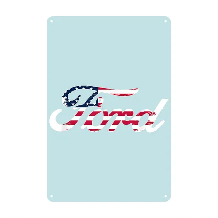 Ford Script American Flag Logo 3130 Pastel Spiral Metal Poster Wall Art Decor Sign