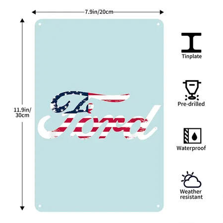 Ford Script American Flag Logo 3130 Pastel Spiral Metal Poster Wall Art Decor Sign