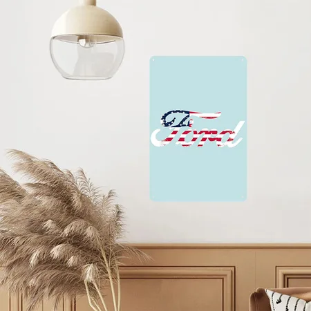 Ford Script American Flag Logo 3130 Pastel Spiral Metal Poster Wall Art Decor Sign