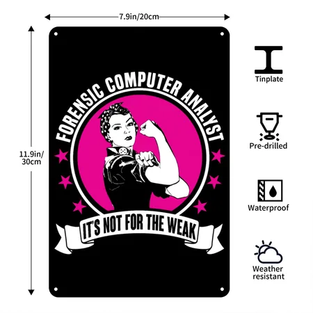 Forensic Computer Analyst Black Metal Poster Wall Art Decor Sign