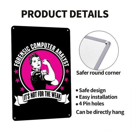 Forensic Computer Analyst Black Metal Poster Wall Art Decor Sign
