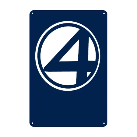 Four Navy Metal Poster Wall Art Decor Sign