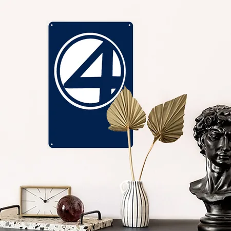 Four Navy Metal Poster Wall Art Decor Sign