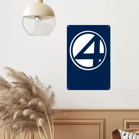 Four Navy Metal Poster Wall Art Decor Sign