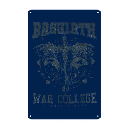 Fourth Wing Romantasy Dark Academia Dragons YA Navy Metal Poster Wall Art Decor Sign
