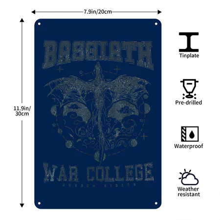 Fourth Wing Romantasy Dark Academia Dragons YA Navy Metal Poster Wall Art Decor Sign
