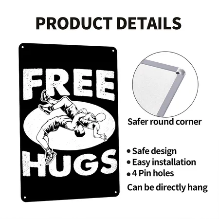 Free Hugs Wrestling Black/white Metal Poster Wall Art Decor Sign