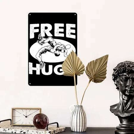Free Hugs Wrestling Black/white Metal Poster Wall Art Decor Sign