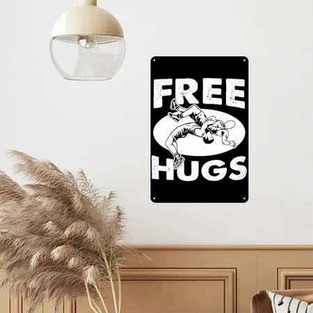 Free Hugs Wrestling Black/white Metal Poster Wall Art Decor Sign