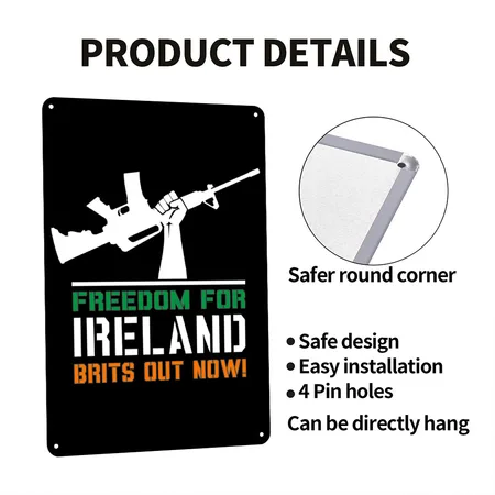 Freedom For Ireland! Black Metal Poster Wall Art Decor Sign