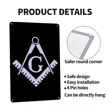 Freemason Classic Emblem Black Metal Poster Wall Art Decor Sign