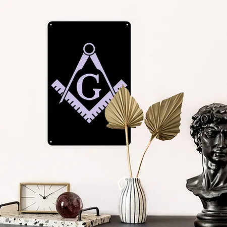 Freemason Classic Emblem Black Metal Poster Wall Art Decor Sign