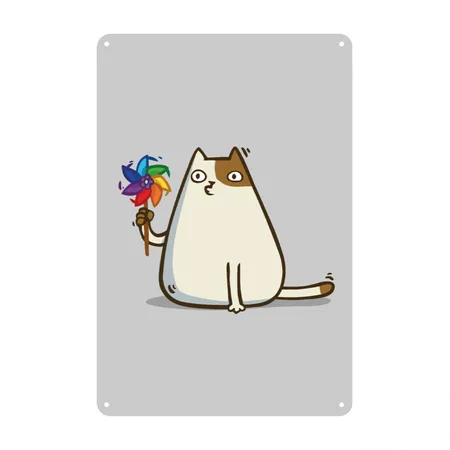 Friday Cat ?10 Heather Gray Metal Poster Wall Art Decor Sign