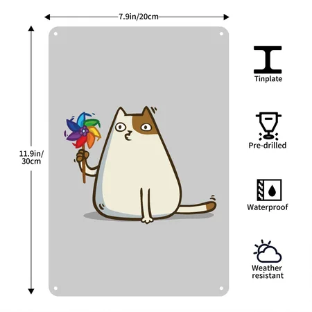 Friday Cat ?10 Heather Gray Metal Poster Wall Art Decor Sign
