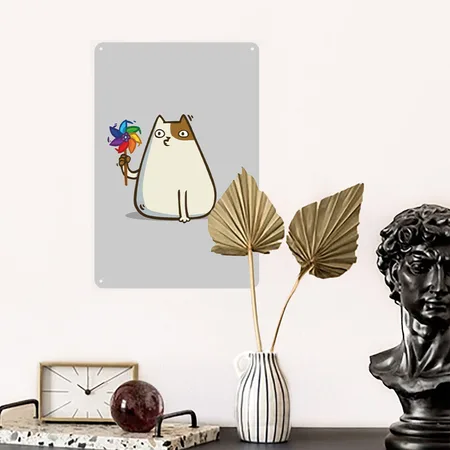 Friday Cat ?10 Heather Gray Metal Poster Wall Art Decor Sign