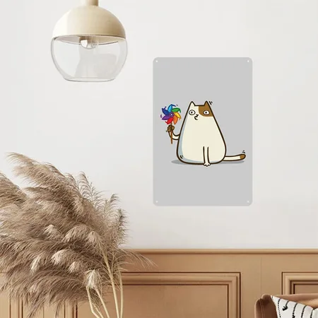 Friday Cat ?10 Heather Gray Metal Poster Wall Art Decor Sign
