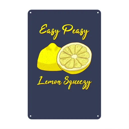 Fruit Lemon Navy Metal Poster Wall Art Decor Sign