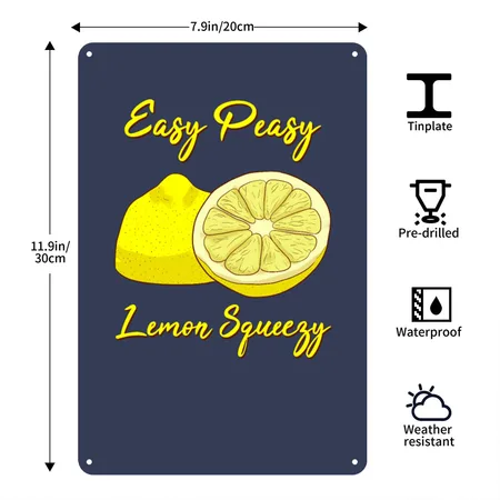Fruit Lemon Navy Metal Poster Wall Art Decor Sign