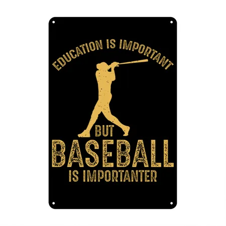 Funny Baseball Black Metal Poster Wall Art Decor Sign