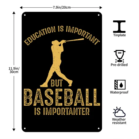 Funny Baseball Black Metal Poster Wall Art Decor Sign