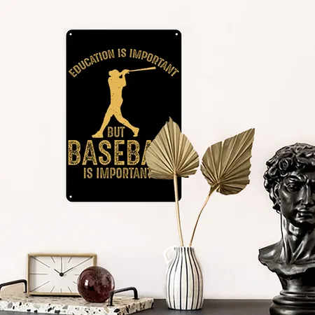 Funny Baseball Black Metal Poster Wall Art Decor Sign
